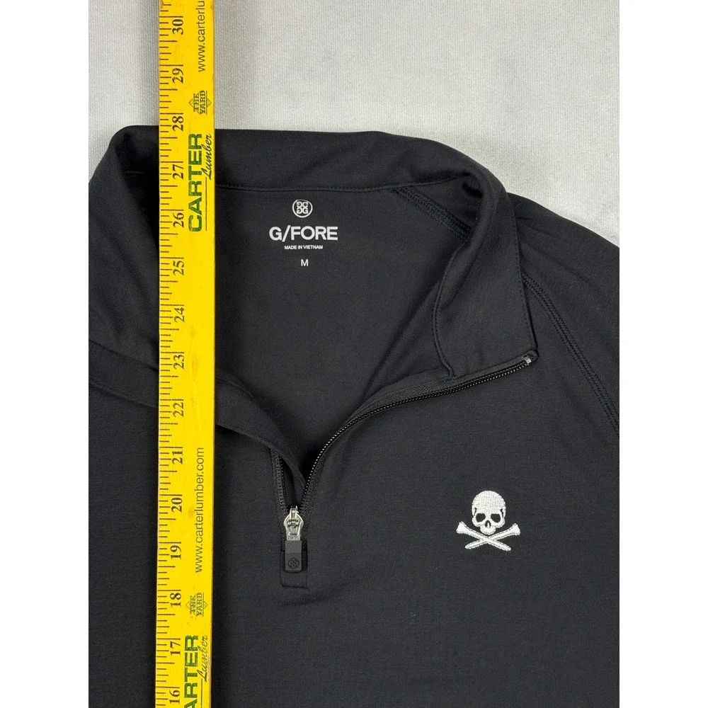 G/FORE Mens Quarter Zip Golf Pullover Onyx Black‎ Skull & Tees G4MS21K79 Size M